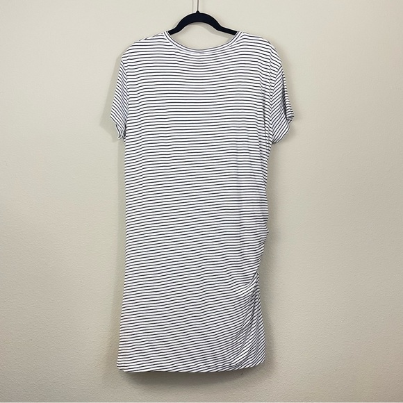 Vince White and Black Striped Side Tie Crewneck T Shirt Dress Size Large - Picture 6 of 8